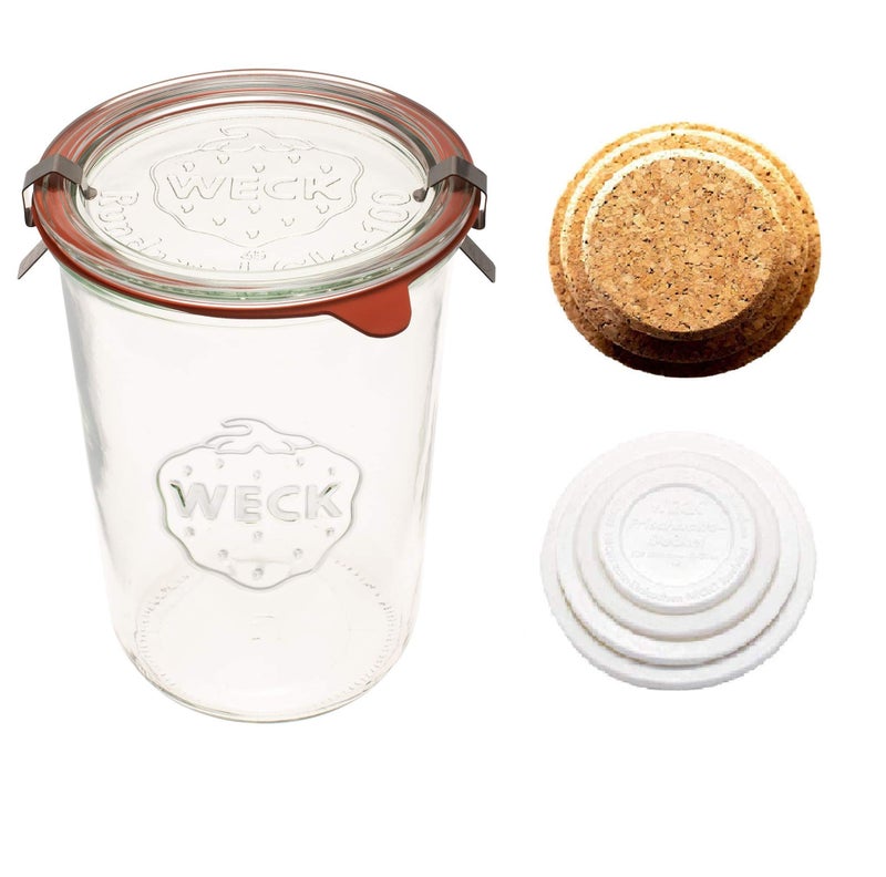 Weck Canning Jar 743-3/4 L Weck Mold Jars made of Transparent Glass - Eco-Friendly Canning Jar - Food Storage Containers with Lids Airtight â€“ 1 Jar with Keep Fresh Cover - Image 1